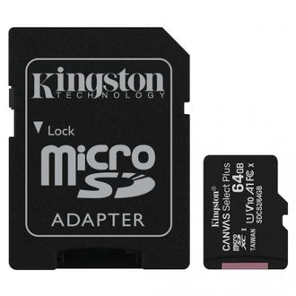 Карта пам`яті MicroSDXC 64GB UHSI Class 10 Kingston Canvas Select шт Plus R100MB/s + SDадаптер - фото 1 Карта пам`яті MicroSDXC 64GB UHSI Class 10 Kingston Canvas Select шт Plus R100MB/s + SDадаптер - фото 1