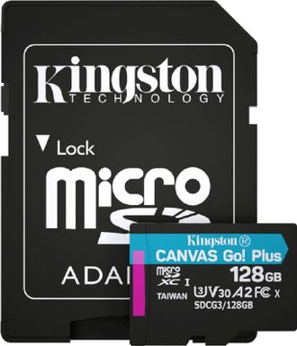 Карта пам'яті microSDXC (UHS-1 U3) Kingston Canvas Go Plus 128Gb class 10 A2 V30 (R170MB/s, W90MB/s) (adapter SD) - фото 1 Карта пам'яті microSDXC (UHS-1 U3) Kingston Canvas Go Plus 128Gb class 10 A2 V30 (R170MB/s, W90MB/s) (adapter SD) - фото 1