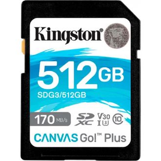 Карта пам'яті SDXC (UHS-1 U3) Kingston Canvas Go Plus 512Gb class 10 V30 (R170MB/s, W90MB/s) (SDG3/512GB) - фото 1 Карта пам'яті SDXC (UHS-1 U3) Kingston Canvas Go Plus 512Gb class 10 V30 (R170MB/s, W90MB/s) (SDG3/512GB) - фото 1