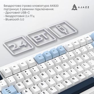 Клавиатура Ajazz AK820 MAX PLUS -Daydream Switch-Blue-White-Dark Blue-3 model-with screen (AK820MAX-DD-BWD) - фото 3 Клавиатура Ajazz AK820 MAX PLUS -Daydream Switch-Blue-White-Dark Blue-3 model-with screen (AK820MAX-DD-BWD) - фото 3