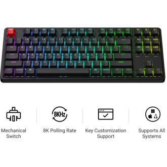 Клавіатура Keychron C3 Pro V2 87Key, K pro Red, USB-A, QMK, Hot-swap, 8K, EN/UKR, RGB, Black (C3PX-H1-UA) - фото 3