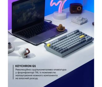 Клавиатура Keychron Q1 84Key, Gateron G PRO Brown, USB-A, Hot-Swap, QMK, Knob, EN, RGB Space Gray (Q1N3_KEYCHRON) - фото 2 Клавиатура Keychron Q1 84Key, Gateron G PRO Brown, USB-A, Hot-Swap, QMK, Knob, EN, RGB Space Gray (Q1N3_KEYCHRON) - фото 2