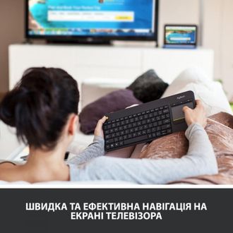Клавиатура Logitech Wireless Touch K400 Plus, US, Black (920-007145) - фото 3 Клавиатура Logitech Wireless Touch K400 Plus, US, Black (920-007145) - фото 3