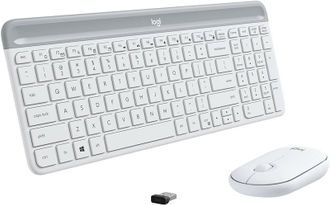 Комплект (клавиатура, мышь) беспроводной Logitech MK470 Wireless Slim Combo UA White (920-009205) - фото 1