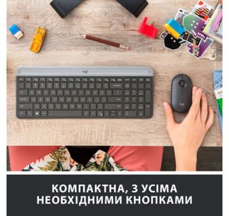 Комплект (клавіатура + миша) Logitech MK470 Wireless Slim Graphite (920-009206, 920-009204) - фото 2