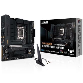 Материнcька плата ASUS TUF GAMING B760M-PLUS WIFI D4 s1700 B760 4xDDR4 M.2 HDMI DP Wi-Fi BT mATX - фото 1