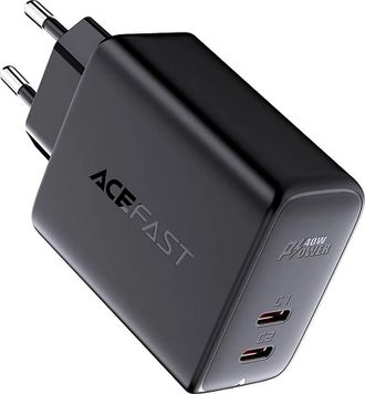 Сетевое зарядное устройство Acefast A9 USB-C+USB-C PD 40W (Black) - фото 1 Сетевое зарядное устройство Acefast A9 USB-C+USB-C PD 40W (Black) - фото 1