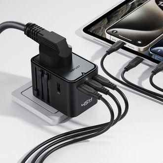 Сетевое зарядное устройство Acefast Z8 Gan 3xUSB (3xUSB-C + 2xUSB-2500W+PD45W) (black) - фото 4 Сетевое зарядное устройство Acefast Z8 Gan 3xUSB (3xUSB-C + 2xUSB-2500W+PD45W) (black) - фото 4
