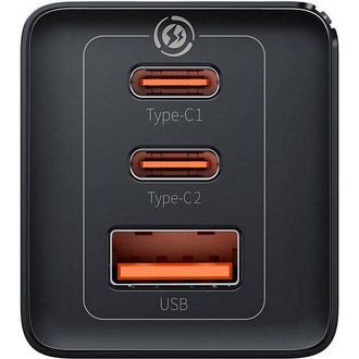 Сетевое зарядное устройство Baseus GaN5 Pro Fast Charger USB + 2USB-C 65W (with Type-C to Type-C cable) Black (CCGP120201) - фото 4 Сетевое зарядное устройство Baseus GaN5 Pro Fast Charger USB + 2USB-C 65W (with Type-C to Type-C cable) Black (CCGP120201) - фото 4