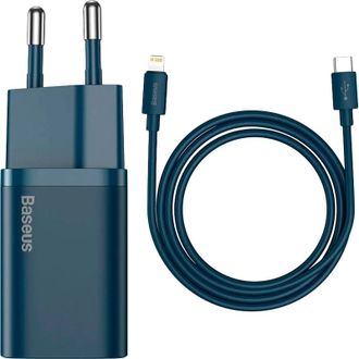 Сетевое зарядное устройство Baseus Super Silicone PD Charger 20W (1Type-C) + With Cable Type-C to Lightning - Blue (TZCCSUP-B03) - фото 1 Сетевое зарядное устройство Baseus Super Silicone PD Charger 20W (1Type-C) + With Cable Type-C to Lightning - Blue (TZCCSUP-B03) - фото 1