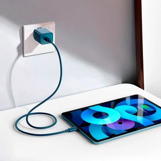 Сетевое зарядное устройство Baseus Super Silicone PD Charger 20W (1Type-C) + With Cable Type-C to Lightning - Blue (TZCCSUP-B03) - фото 3 Сетевое зарядное устройство Baseus Super Silicone PD Charger 20W (1Type-C) + With Cable Type-C to Lightning - Blue (TZCCSUP-B03) - фото 3