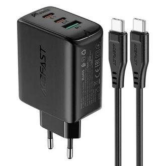 Сетевое зарядное устройство Acefast A13 2xUSB-C + USB-A 65w + кабель USB-C to USB-C (Black) - фото 1 Сетевое зарядное устройство Acefast A13 2xUSB-C + USB-A 65w + кабель USB-C to USB-C (Black) - фото 1