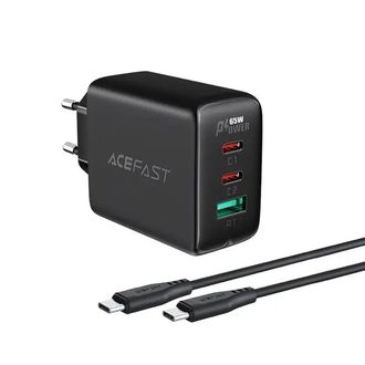 Сетевое зарядное устройство Acefast A13 2xUSB-C + USB-A 65w + кабель USB-C to USB-C (Black) - фото 2 Сетевое зарядное устройство Acefast A13 2xUSB-C + USB-A 65w + кабель USB-C to USB-C (Black) - фото 2