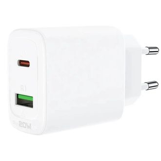 Мережевий зарядний пристрій Acefast A25 USB-C+USB-A PD 20W White - фото 1