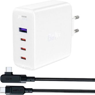 Мережевий зарядний пристрій Acefast A37 3xUSB-C + USB-A + кабель USB-C to USB-C 100w (White) - фото 1 Мережевий зарядний пристрій Acefast A37 3xUSB-C + USB-A + кабель USB-C to USB-C 100w (White) - фото 1