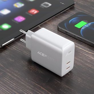 Мережевий зарядний пристрій Acefast A9 USB-C+USB-C PD 40W (White) - фото 2