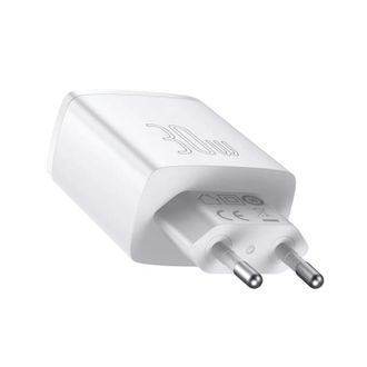 Сетевое зарядное устройство Baseus Compact Quick Charger 30W QC+ PD (1Type-C + 2USB) - white - фото 3