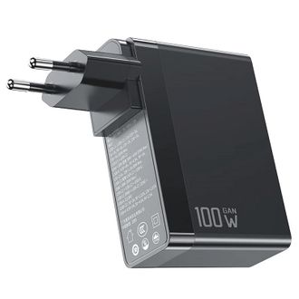 Сетевое зарядное устройство Mcdodo [CH-8105 Pro] GaN 3-Port Fast Charger 2xUSB-C+USB 100W [with cable USB-C] (Black) - фото 2
