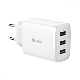 Мережевий зарядний пристрій Baseus Compact Charger 3U 17W EU White(CCXJ020102) - фото 1 Мережевий зарядний пристрій Baseus Compact Charger 3U 17W EU White(CCXJ020102) - фото 1