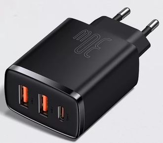 Сетевое зарядное устройство Baseus Compact Quick Charger 2xUSB U+C 30W Black (CCXJ-E01) - фото 2
