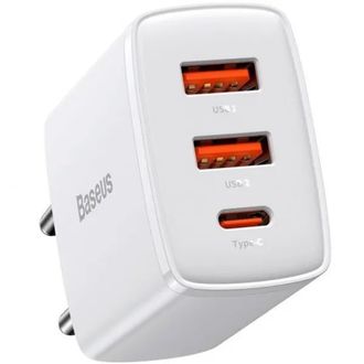 Сетевое зарядное устройство Baseus Compact Quick Charger 2U+C 30W White (CCXJ-E02) - фото 1
