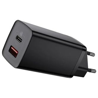 Мережевий зарядний пристрій Baseus GaN2 USB + Type-C 65W Black (CCGAN2L-B01) - фото 1