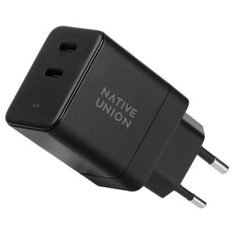 Мережевий зарядний пристрій Native Union Fast GaN Charger PD 35W Dual USB-C Port Black (FAST-PD35-BLK-EU) - фото 1 Мережевий зарядний пристрій Native Union Fast GaN Charger PD 35W Dual USB-C Port Black (FAST-PD35-BLK-EU) - фото 1