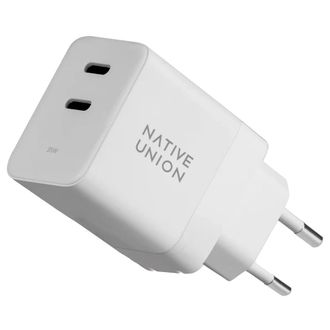 Мережевий зарядний пристрій Native Union Fast GaN Charger PD 35W Dual USB-C Port White (FAST-PD35-WHT-EU) - фото 1