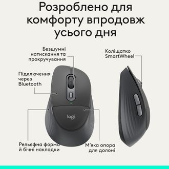 Мышка Logitech Signature Comfort Plus M850L Wireless/USB-C Graphite (910-007715) - фото 3 Мышка Logitech Signature Comfort Plus M850L Wireless/USB-C Graphite (910-007715) - фото 3