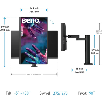 Монітор BenQ DesignVue PD2705UA Dark Grey (9H.LKDLA.TPE) - фото 4