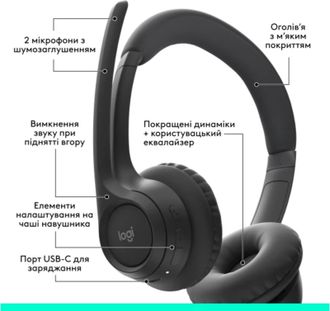 Навушники Logitech ZONE 300 Midnight Black (981-001406/981-001407) - фото 2