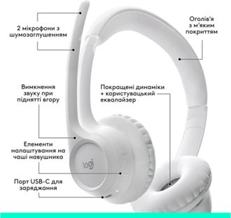 Навушники Logitech Zone 300 Wireless Off-White (981-001417) - фото 2