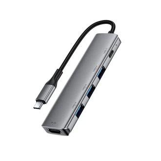 Хаб Acefast [J16] Docking Station 5in1 USB-C to USB-С+3xUSB3.0+HDTV (Grey) - фото 3
