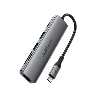 Хаб Acefast [J18] Docking Station 6in1 USB-C to USB-С+2xUSB3.0+SD/MicroSD+HDTV (Grey) - фото 1
