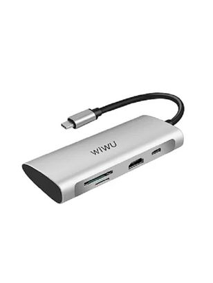 Адаптер HUB WIWU Alpha 7in1 Type-C to 3xUSB3.0+HDMI+SD/Micro SD+PD 100W - фото 1