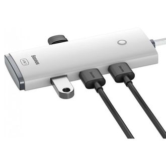 USB-Хаб Baseus Lite Series 4-in-1 (Type-C to USB 3.0*4) (0.25m) - white - фото 2