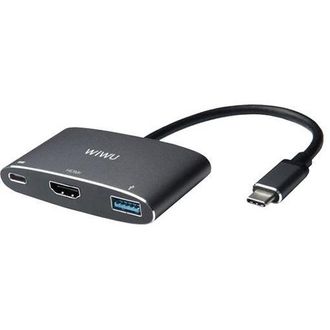 HUB WIWU Alpha C2H Type-c HDMI 4K, Type C, USB3.0  Gray - фото 1
