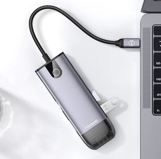 HUB Mcdodo [HU-7420] 10in1 USB-C to 2xUSB3.0+2xUSB2.0+VGA+HDMI+RJ45+SD/Micro SD+PD 100W (Grey) - фото 3