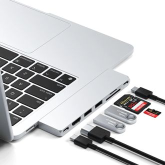 Мультипортовый адаптер Satechi Aluminum USB-C Pro Hub Slim Adapter Silver (ST-HUCPHSS) - фото 3