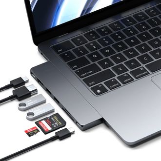 Мультипортовый адаптер Satechi Aluminum USB-C Pro Hub Slim Adapter Space Gray (ST-HUCPHSM) - фото 3