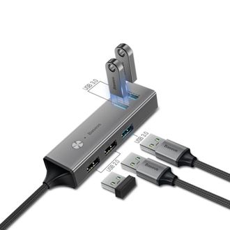 Переходник Baseus Cube series USB to USB to 5 USB HUB Adapter - фото 2