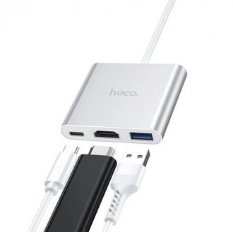 Переходник Hub Hoco HB14 USB, HDMI, Tupe-C /gray - фото 2