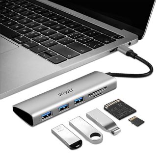 Переходник HUB WIWU Alpha 532ST USB3.0*3+SD+TF Gray - фото 2