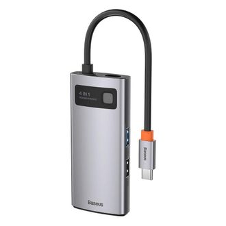 Переходник USB-Хаб Baseus Metal Gleam Series 4-in-1 Type-C - gray - фото 1