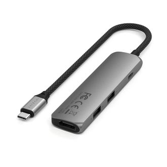 Мультипортовый адаптер Satechi 4-in-1 USB-C Slim Multiport 4K Space Grey (ST-P4SM) - фото 2