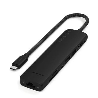 Мультипортовый адаптер Satechi 7-in-1 USB-C Slim Multiport 4K with Ethernet Black (ST-P7SK) - фото 1
