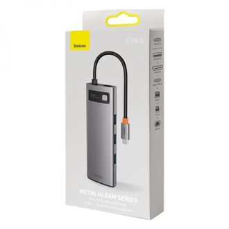 USB-Хаб Baseus Metal Gleam Series 8-in-1 Type-C Gray (CAHUB-CV0G) - фото 3 USB-Хаб Baseus Metal Gleam Series 8-in-1 Type-C Gray (CAHUB-CV0G) - фото 3