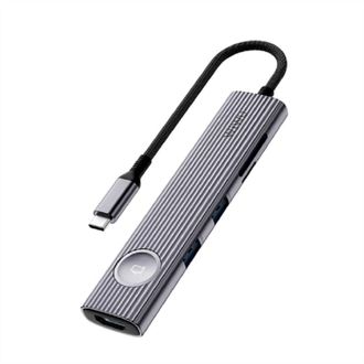 Адаптер HUB WIWU Docking Station 8in1 USB-C to 2xUSB3.0+2xUSB-C+HDMI+SD/MicroSD+PD 100W (Wi-HB001) - фото 1