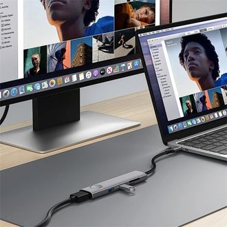 Адаптер HUB WIWU Docking Station 8in1 USB-C to 2xUSB3.0+2xUSB-C+HDMI+SD/MicroSD+PD 100W (Wi-HB001) - фото 3