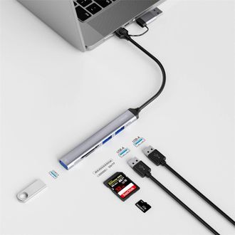 Хаб WIWU Type-C Sin1 ZOLOUSB-C/USB-A HUB /gray (Wi-HB003) - фото 2 Хаб WIWU Type-C Sin1 ZOLOUSB-C/USB-A HUB /gray (Wi-HB003) - фото 2